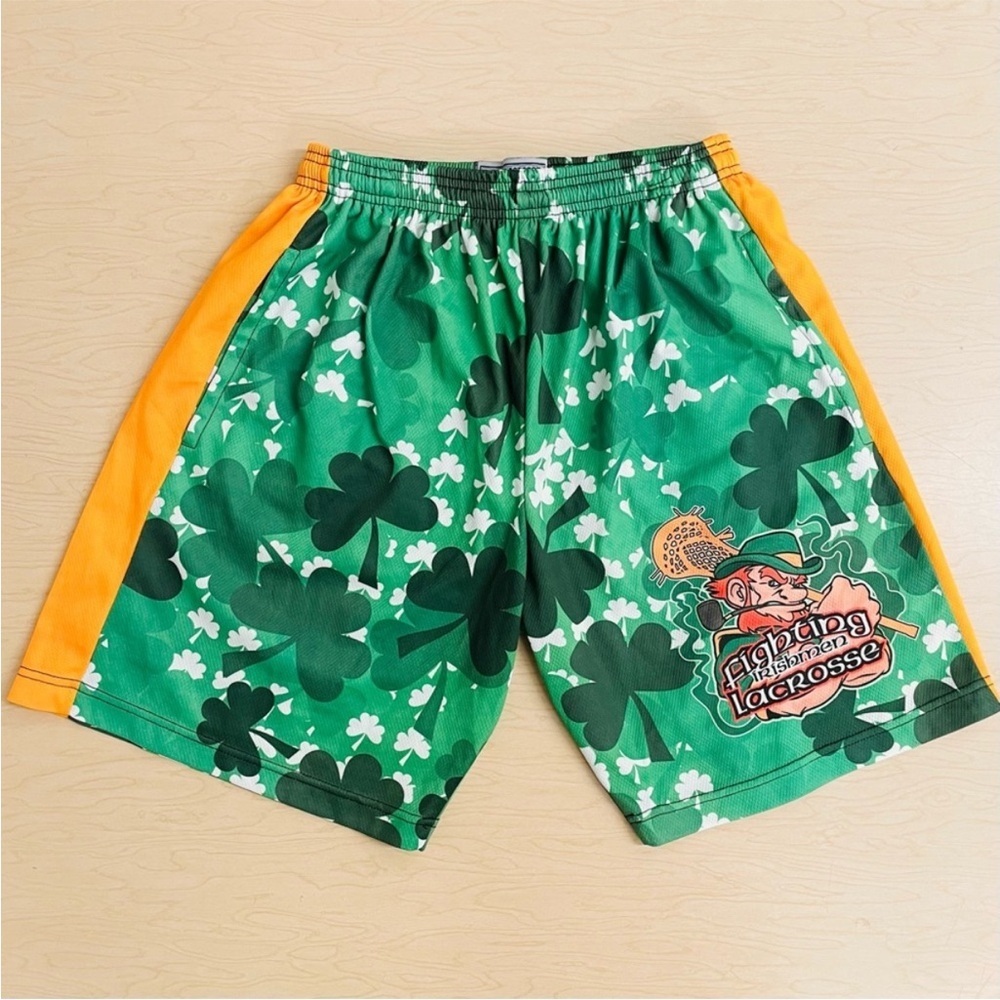 New Lacrosse Unlimited Shorts Mens Medium Fighting Irishmen Lax St Patricks Day